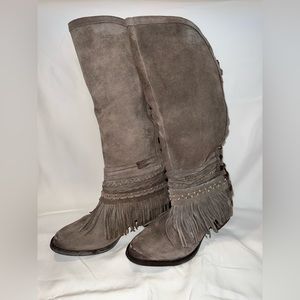 Monkey tall western boots, gray, size 9